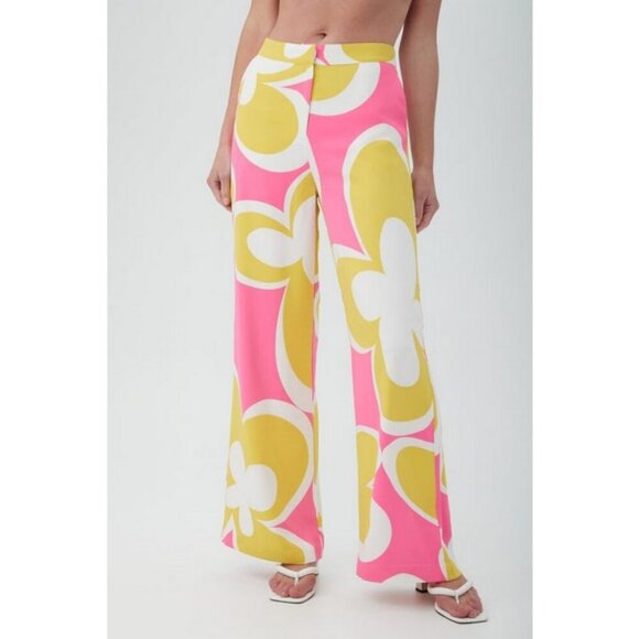 💕TRINA TURK💕 Verity Pant ~ Palm Bay Groovy Multi-Color Floral Print 8 NWT - Picture 1 of 12